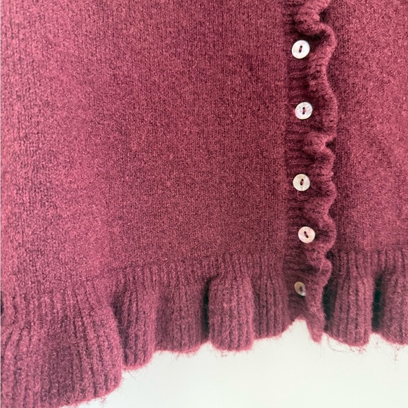 Zara Deep Red Ruffle Cardigan - Picture 3 of 4